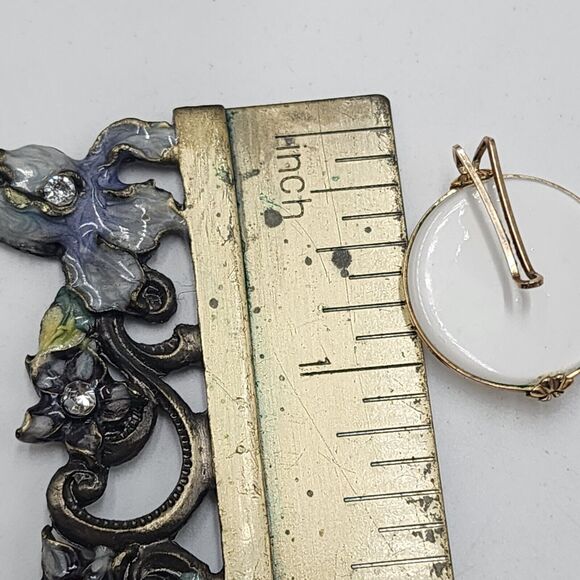 Vintage Hillcraft 1950's 14k Rolled Gold White Moonglow Thermoset Slide Earrings - Picture 5 of 5